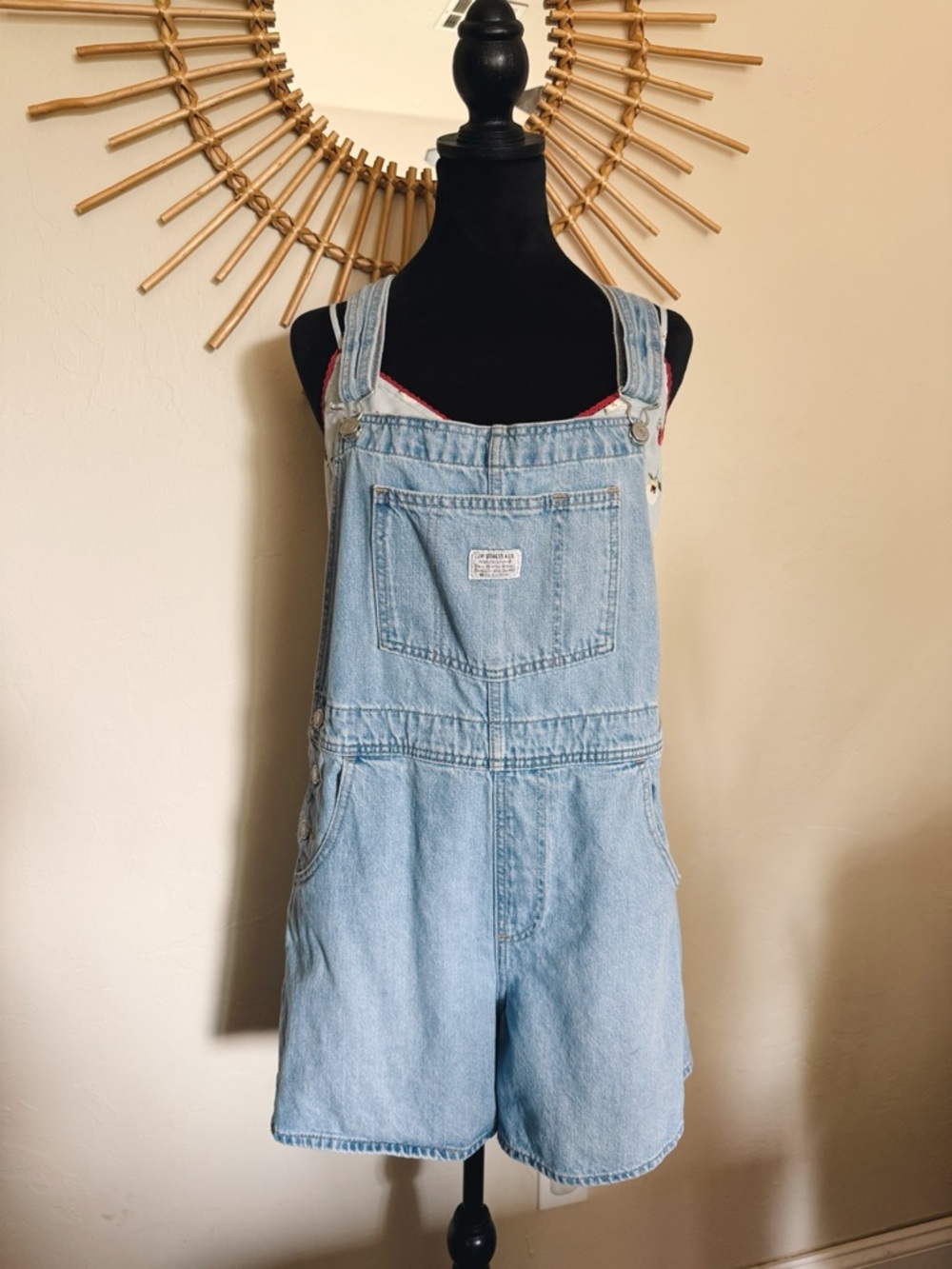 Levi’s Light Wash Denim Short Overalls